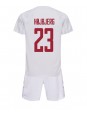 Otroški Nogometna dresi replika Danska Pierre-Emile Hojbjerg #23 Gostujoči SP 2022 Kratek rokav (+ hlače)